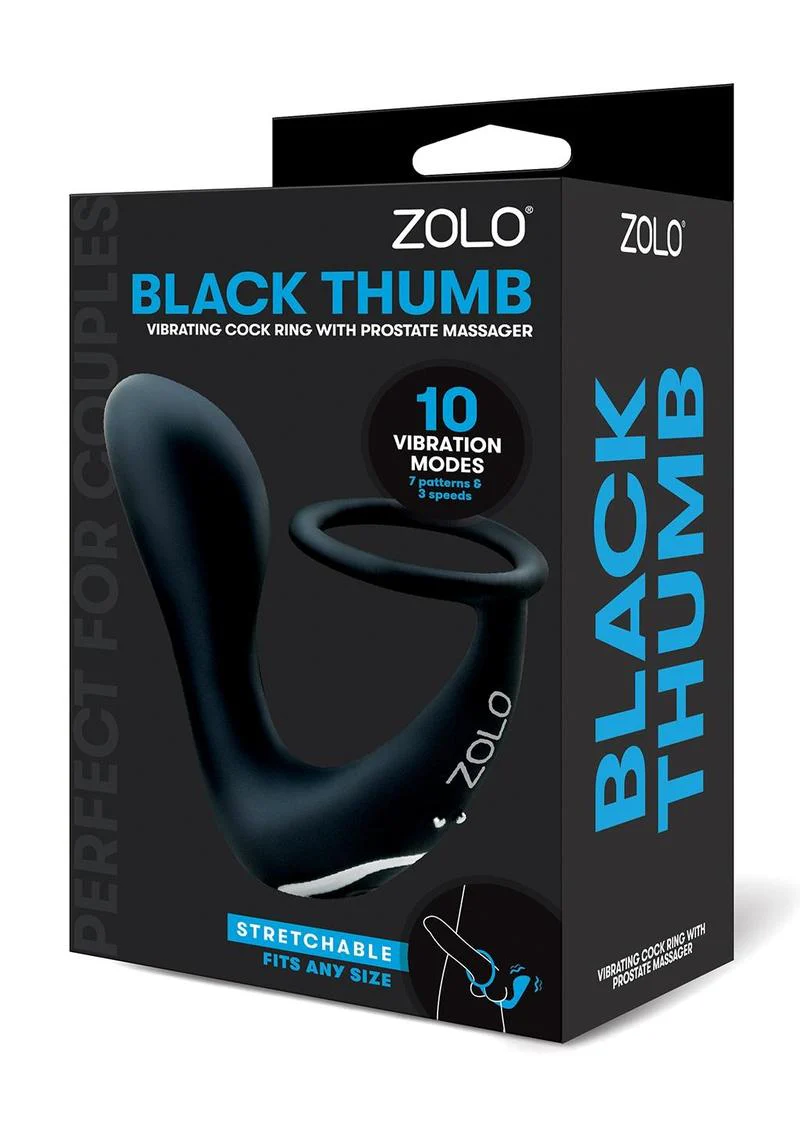 Black Thumb Vibrating C-Ring with Prostate Massager - Image 3
